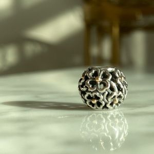 PANDORA EVENING FLORAL WITH 14K OPENWORK CHARM